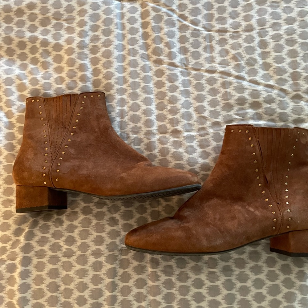 Eric Michael Tan Suede Ankle Boots with Studs
